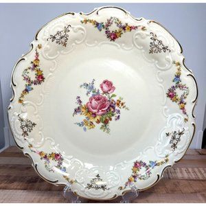 Vintage Schirnding Bavaria Porcelain Floral Plate With Gold Rim & Scalloped Edge